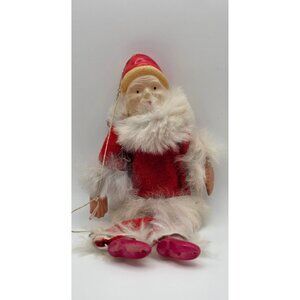 Rare Vintage Santa Claus Doll 8" Figurine Christmas Ornament Felt Plastic